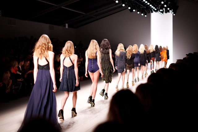 The ending of a female fashion show.